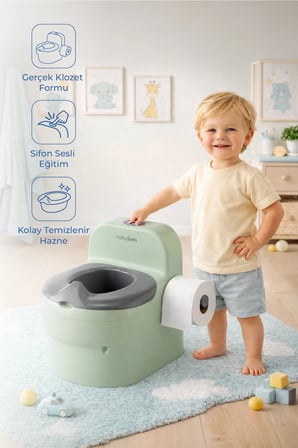 Babyjem Bebeğimin İlk Tuvaleti Sifon Sesli Lazımlık Oturak Soft Yeşil