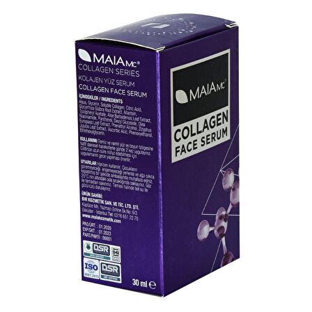 Maia Mc Collagen Tüm Cilt Tipleri İçin Su Bazlı Yağsız Nemlendirici Yüz Bakım Serumu 30 ml