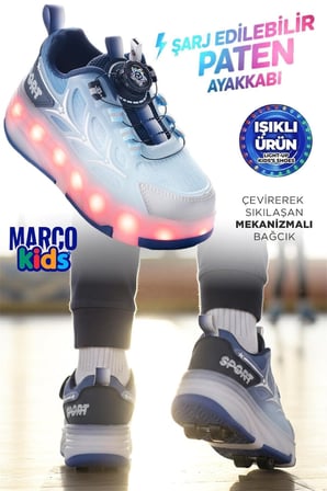 Marco Kids Fast Patik Patenli Çocuk Mavi Spor Ayakkabı 26Y1801-M-1P