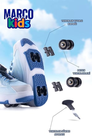 Marco Kids Fast Patik Patenli Çocuk Mavi Spor Ayakkabı 26Y1801-M-1P