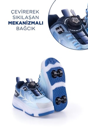 Marco Kids Fast Patik Patenli Çocuk Mavi Spor Ayakkabı 26Y1801-M-1P