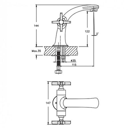 NSK Lavabo Bataryası Trinity Çift Kollu Tek Gövde Altın N3013119