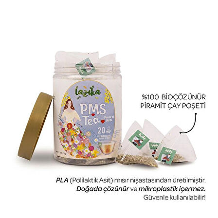 PMS Çayı-Kadınlar İçin Rahatlatıcı Karışım,Doğal Bitkilerle Adet Dönemi Desteği, 20'li PLA Poşet