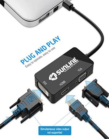 Sunline 170629 Displayport-HDMI/VGA/DVI Dönüştürücü