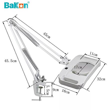 BaKon BK500D-5X Led Akrobat Büyüteç Led Aydınlatma