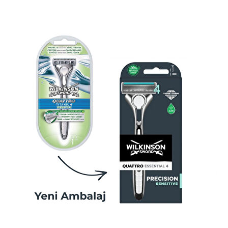 Wilkinson Sword Quattro Titanıum Sensıtıve Erkek Tıraş Bıçağı + 2 Yedek Başlık Set
