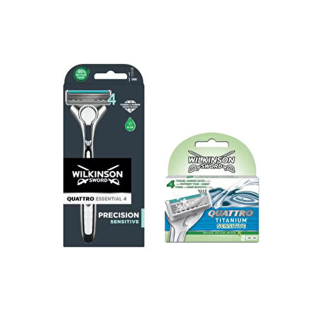Wilkinson Sword Quattro Titanıum Sensıtıve Erkek Tıraş Bıçağı + 2 Yedek Başlık Set