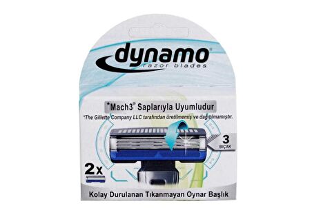 Dynamo Mach 3 2'li 3 Bıçaklı Tüm Cilt Tipleri İçin Tıraş Bıçağı ve Yedeği