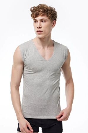 Erkek Siyah Beyaz Gri 3 lü Paket V Yaka İz Yapmayan Modal Kolsuz Atlet 064