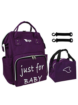 Stylo Star Takım Baskılı Just Bebek Bakım Çantası ve Termos Çanta Mor
