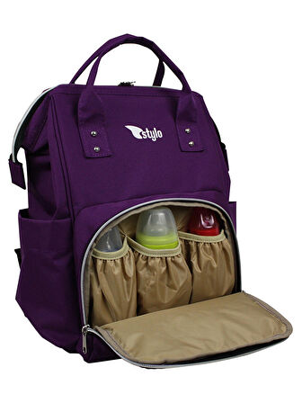 Stylo Star Takım Baskılı Just Bebek Bakım Çantası ve Termos Çanta Mor