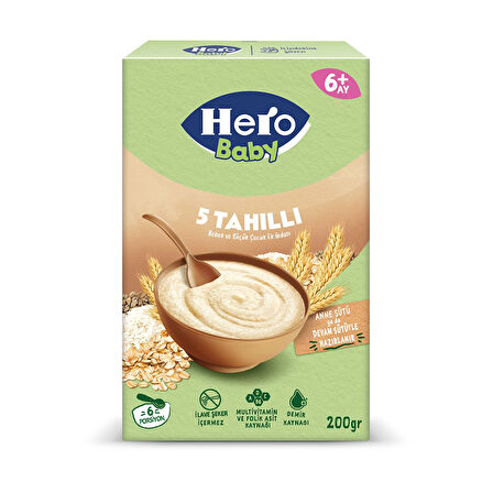 Hero Baby 5 Tahıllı Sütsüz Kaşık Mama 200g