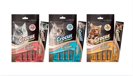 Crocus Tavuk,Ton, Somonlu Krema Kedi Ödülü 4x15gr 3 Paket