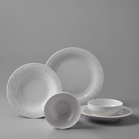 Jumbo 500.01.01.4169 Lily 24 Parça Bone Yemek Takımı