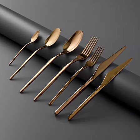 Jumbo 500.01.01.6705 5100 Quartz Titanyum Bronz Çatal Kaşık Bıçak SET 84 Parça 12 Kişilik