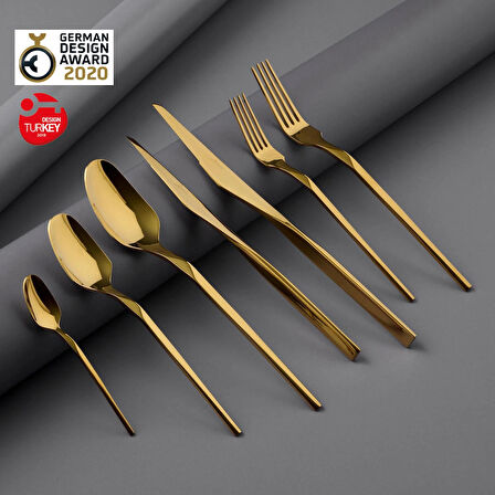 Jumbo 500.01.01.6962 5100 Quartz Titanyum Gold 12 Kişilik 84 Parça Çatal Kaşık Bıçak Takımı