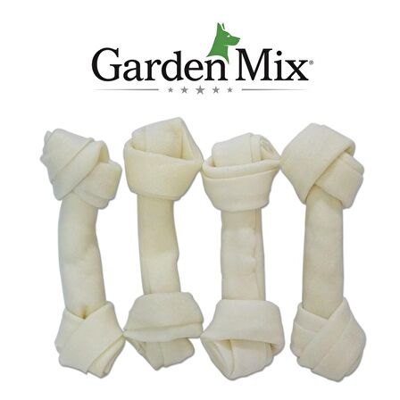 Gardenmix Beyaz Düğümlü Deri Kemik 5-5,5” (4'Lü Pa