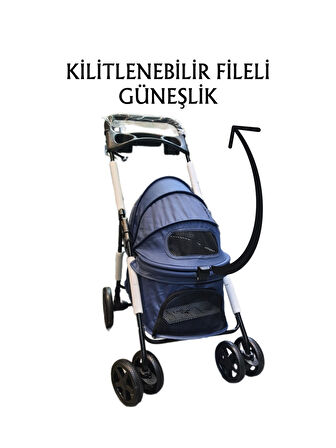 Tommy Evcil Hayvan Arabası 85x46x*91,5cm Lacivert Max 15 Kg