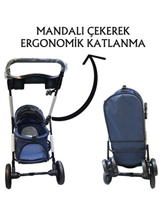 Tommy Evcil Hayvan Arabası 85x46x*91,5cm Lacivert Max 15 Kg