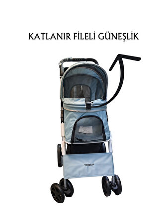 Tommy Evcil Hayvan Arabası 78x46x99,54cm Turkuaz Max 15 Kg