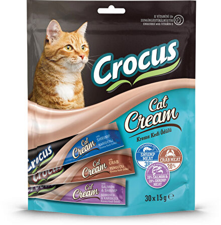 Crocus Çoklu Somon-karides - Yengeç - Ördekli Krem Kedi Ödülü 30x15gr