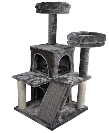Tommy Çok Katlı Lüks Kedi 50x50x116 Evli Tırmalama Gri