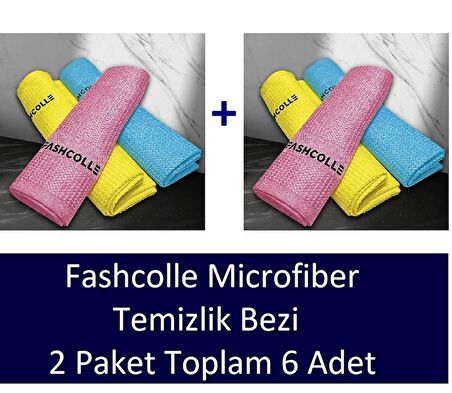 Fashcolle Mikrofiber Temizlik Bezi 3'lü x 2 Paket Toplam 6 Adet