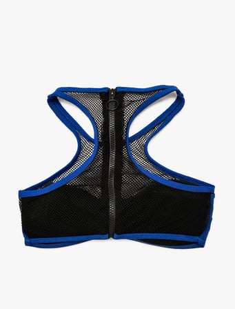 Halter Yaka Fermuarlı Bikini Üstü