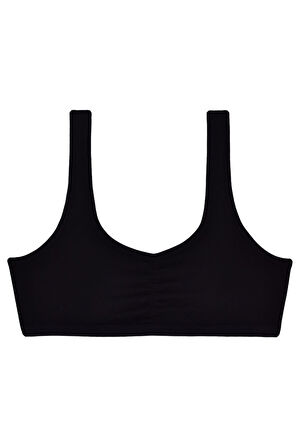 Kız Çocuk Kalın Askılı Petli 5li Bustiyer Siyah Renkli Byo118-1