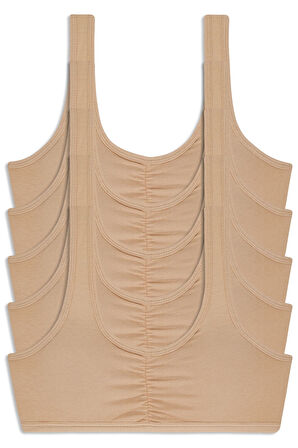 Kız Çocuk Kalın Askılı Petli 5li Bustiyer Koyu Ten Renkli Byo118-2