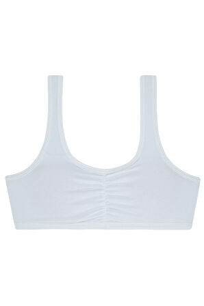 Kız Çocuk Kalın Askılı Petli 5li Bustiyer Beyaz Renkli Byo118-3