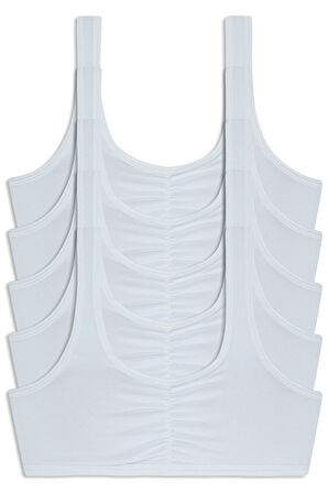 Kız Çocuk Kalın Askılı Petli 5li Bustiyer Beyaz Renkli Byo118-3