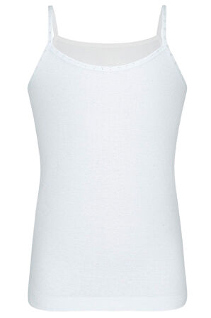 Kız Çocuk Ip Askılı Beyaz Renk 5li Atlet