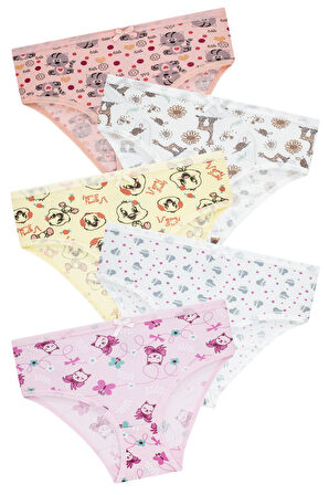 Kız Çocuk 5'li Paket Renkli Slip Külot