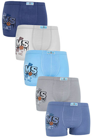 Erkek Çocuk Boxer 5 Li Paket Karışık Renk Baskılı Boxer