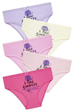 Kız Çocuk 5'li Paket Renkli Slip Külot