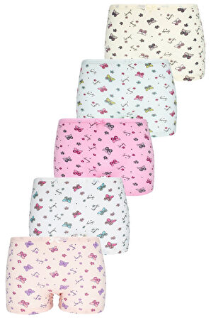 Kız Çocuk Boxer 5 Li Paket Karışık Renk Baskılı Boxer Byo1842