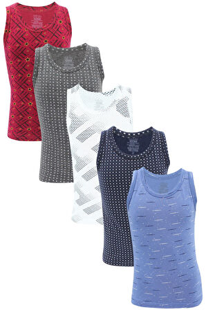 Erkek Çocuk Atlet 5 Li Paket Karışık Renk Baskılı Atlet
