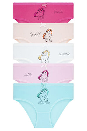 Kız Çocuk 5'li Paket Renkli Slip Külot - Unicorn -