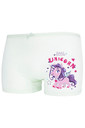 Kız Çocuk Boxer Paket Karışık Renk Unicorn Baskılı Boxer 5 Li 1854