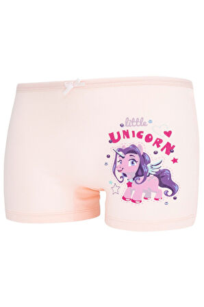 Kız Çocuk Boxer Paket Karışık Renk Unicorn Baskılı Boxer 5 Li 1854