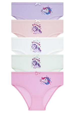Kız Çocuk 5'li Paket Renkli Slip Külot - Unicorn -
