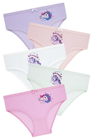 Kız Çocuk 5'li Paket Renkli Slip Külot - Unicorn -