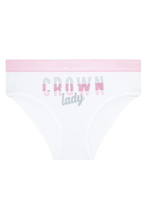 Kız Çocuk Beyaz Baskılı İp Askılı Sporcu Bustiyer Takım