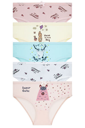 Kız Çocuk 5'li Paket Renkli Slip Külot