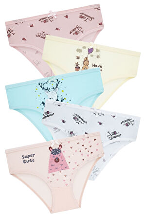 Kız Çocuk 5'li Paket Renkli Slip Külot