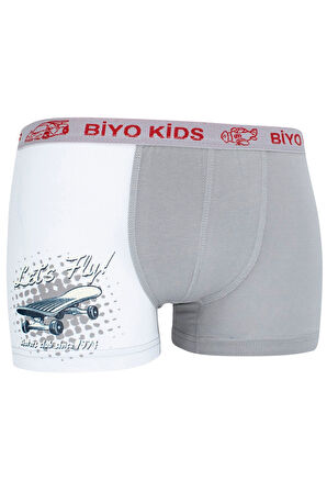 Erkek Çocuk Beyaz Baskılı Boxer 5'li Paket