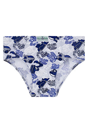 Erkek Çocuk 5'li Paket Renkli Slip Külot - Iş Makineleri -