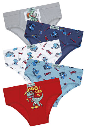 Erkek Çocuk 5'li Paket Renkli Slip Külot - Dinazor -