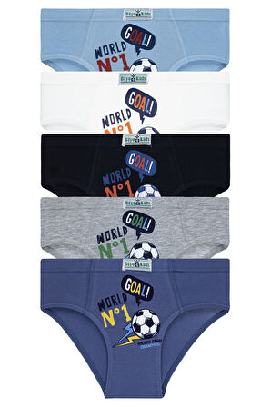 Erkek Çocuk 5'li Paket Renkli Slip Külot - Futbol -